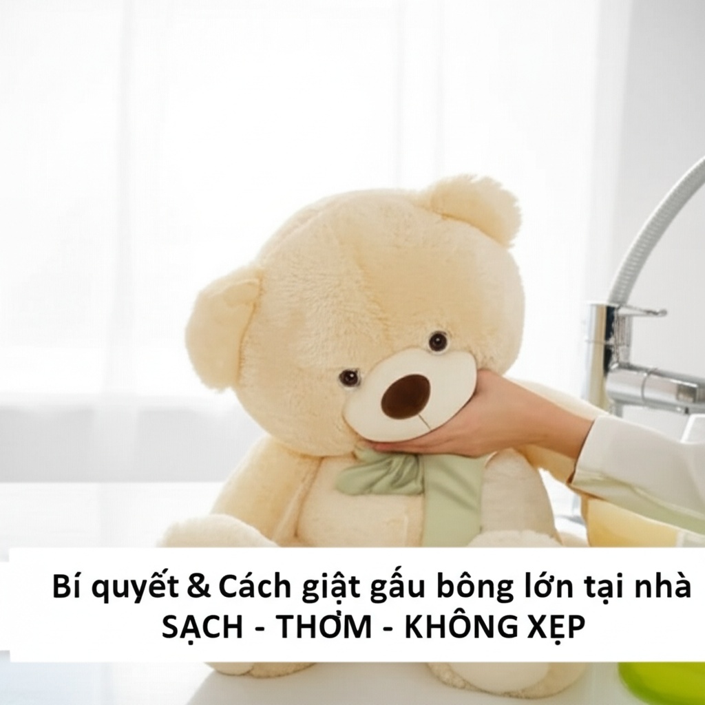 Hình minh họa cho bài viết: Bí quyết & Cách giặt gấu bông lớn tại nhà SẠCH - THƠM - KHÔNG XẸP