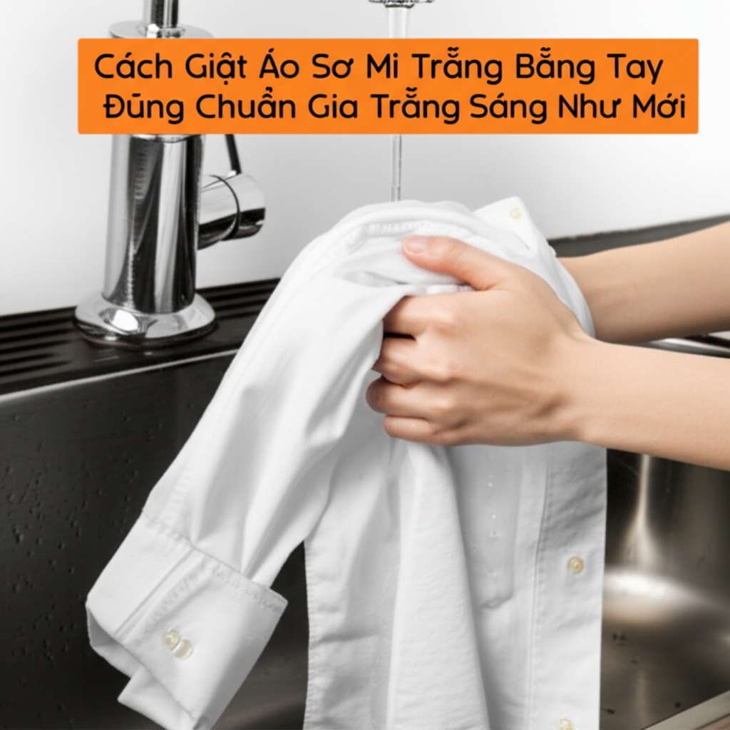 Hình minh họa cho bài viết: Cách Giặt Áo Sơ Mi Trắng Bằng Tay Đúng Chuẩn Chuyên Gia, Trắng Sáng Như Mới
