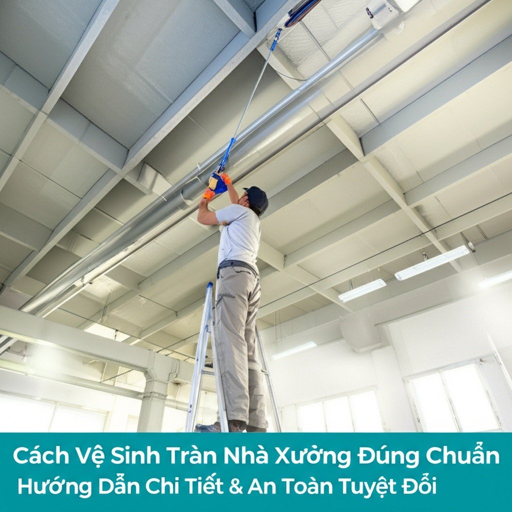 Hình minh họa cho bài viết: Cách Vệ Sinh Trần Nhà Xưởng Đúng Chuẩn: Hướng Dẫn Chi Tiết & An Toàn Tuyệt Đối