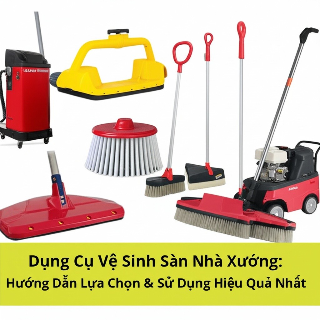 Hình minh họa cho bài viết: Dụng Cụ Vệ Sinh Sàn Nhà Xưởng: Hướng Dẫn Lựa Chọn & Sử Dụng Hiệu Quả Nhất