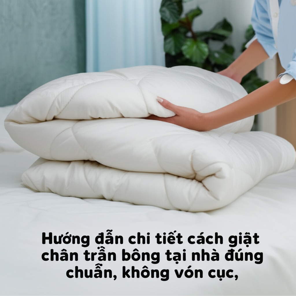 Hình minh họa cho bài viết: Hướng dẫn chi tiết cách giặt chăn trần bông tại nhà đúng chuẩn, không vón cục